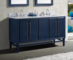 Avanity® Mason 61"W x 22"D Navy Blue Vanity and Carrara White Marble ...