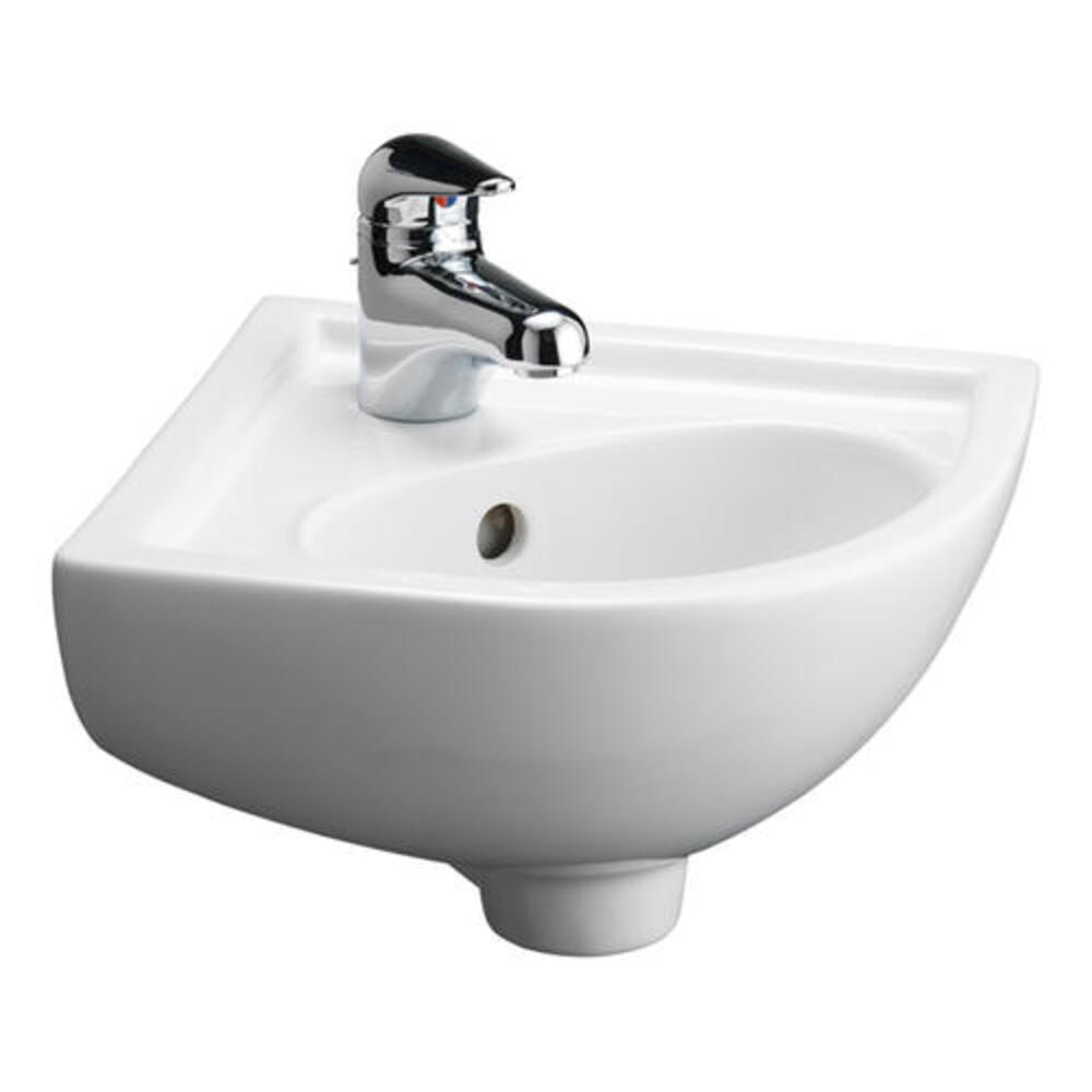 Barclay Products 17.37 in. Corner Wall-Hung Petite Bathroom Sink in White Barclay Products 17.37 in. Corner Wall-Hung Petite Bathroom Sink in White