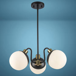Patriot Lighting® Rouvin Matte Black and Gold 3-Light Interchangeable Chandelier or Semi-Flush Mount Ceiling Light