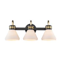 Patriot Lighting® Baggio 3-Light Matte Black and Gold Vanity Light
