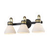 Patriot Lighting® Baggio 3-Light Matte Black and Gold Vanity Light