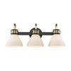 Patriot Lighting® Baggio 3-Light Matte Black and Gold Vanity Light