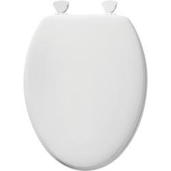 Mayfair Elongated White Wood Toilet Seat with Easy·Clean & Change ...