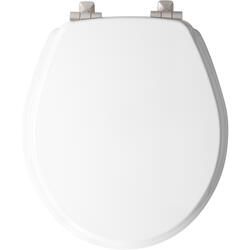 Mayfair Round White Enameled Wood Toilet Seat with Slow Close Brushed ...