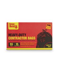 Iron-Hold® 55 Gallon Wing-Tie Contractor Trash Bags - 15 Count at