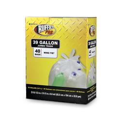 Ruffies Extra Large Trash Bags, Wing Tie, Black, .7 Mil, 30