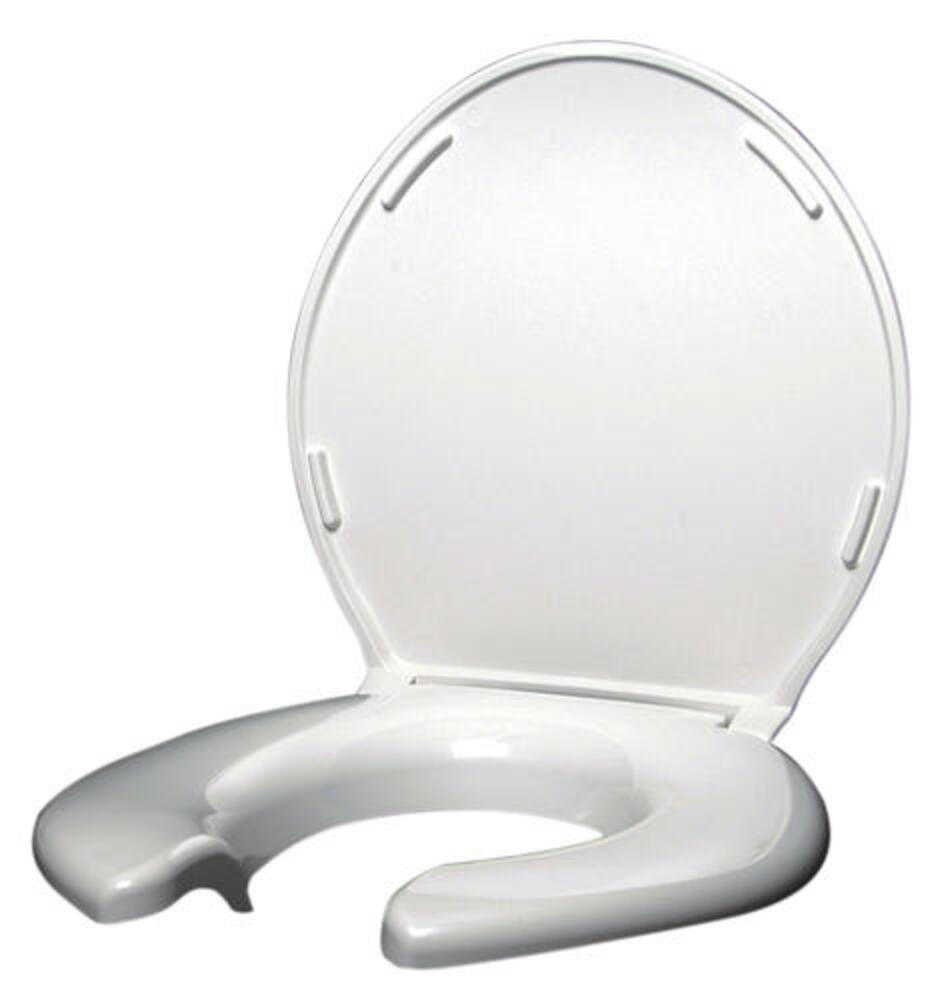 Big John Round White Plastic Open Front Specialty Toilet Seat
