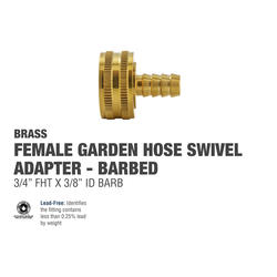 Brass Garden Hose Fitting - 3/4 Male GH x 1/2 Barb
