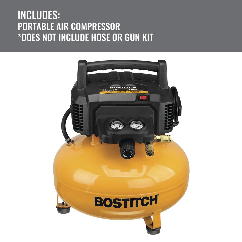 Bostitch® 6-Gallon 150 PSI Portable Electric Pancake Air Compressor Bostitch® 6-Gallon 150 PSI Portable Electric Pancake Air Compressor