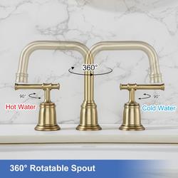Rainlex® Two-Handle 8" Widespread Brushed Gold Bathroom Sink Faucet at ...