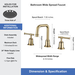 Rainlex® Two-Handle 8" Widespread Brushed Gold Bathroom Sink Faucet at ...