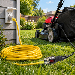 mayodooon0214① Maytime 100' 12/3 Heavy-Duty Yellow Locking Outdoor Extension Cord