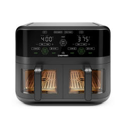 Chefman Turbofry Dual Basket Air Fryer w/ Digital Touch Display, 9 Qt  Capacity - Black, New 