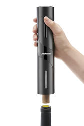 Chefman cordless electric wine bottle opener removes the cork in seconds  with a push of a buttonBuilt in rechargeable battery can open up to 30  bottles on a single chargeIncludes foil cutter