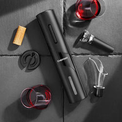 Chefman cordless electric wine bottle opener removes the cork in seconds  with a push of a buttonBuilt in rechargeable battery can open up to 30  bottles on a single chargeIncludes foil cutter