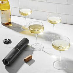 Chefman cordless electric wine bottle opener removes the cork in seconds  with a push of a buttonBuilt in rechargeable battery can open up to 30  bottles on a single chargeIncludes foil cutter