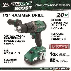 Masterforce BOOST 20 Volt Brushless Cordless 5 Tool Combo Kit at