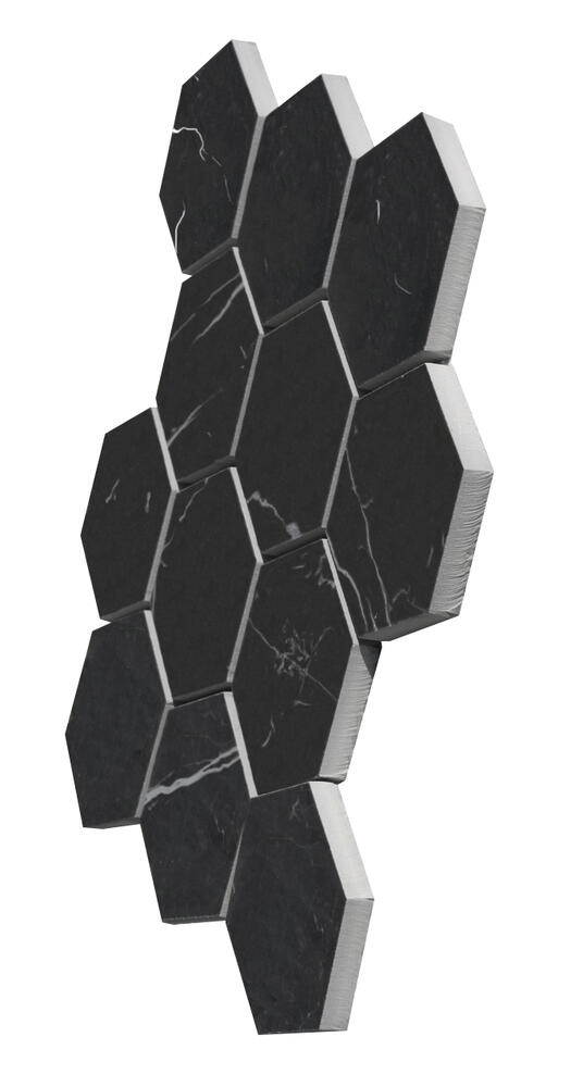 Milestone Luxury Nero Marquina Black 9 x 11 Hexagon Porcelain Mosaic Tile