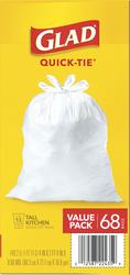 Glad 13 Gal. Quick Tie Tall Kitchen Bags 15 ct 