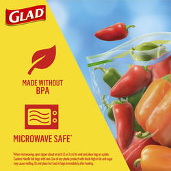 Glad Freezer Storage Plastic Quart Zipper Bags, 30 Ct.