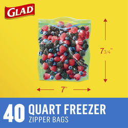 Glad Zipper Freezer Bags, Quart Size 20 bags, 1 - Fred Meyer