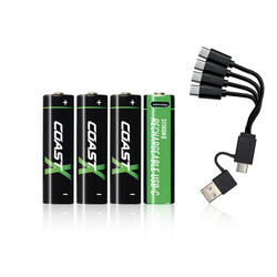 Coast® Zithion-X® AA USB-C Rechargeable Batteries - 4 Pack