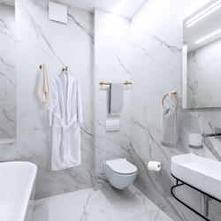 Cobbe 6-Piece Stainless Steel Brushed Gold Bathroom Hardware Set at ...