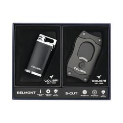 Colibri® Belmont Jet Lighter and S-Cut Cigar Cutter Gift Box Set