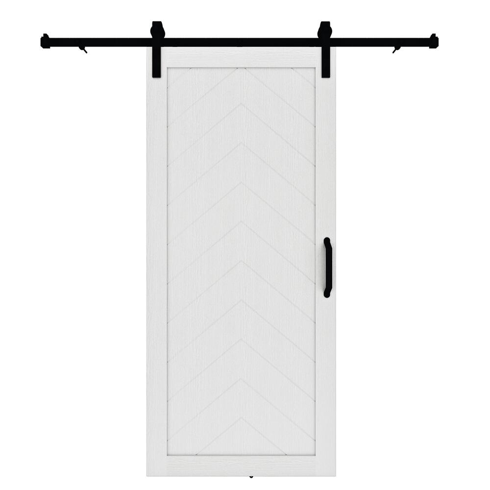 37 in. x 84 in. Herringbone Grey Finished Vinly Sliding Barn Door with Black Hardware Kit 37 in. x 84 in. Herringbone Grey Finished Vinly Sliding Barn Door with Black Hardware Kit