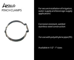 Apollo 1 In. Stainless Steel Poly Pipe Pinch Clamps – 10-Pack For Irrigation, Water Supply & Beverage Lines