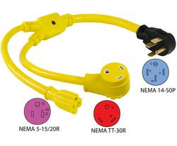 Conntek® 3' 50-Amp to (1) 30-Amp & (1) 20-Amp RV Y Adapter Cord at