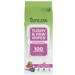 TropiClean® Berry + Coconut Tushy & Paw Dog Wipes - 100 Count at