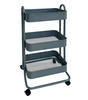 Top Notch® Blue 3-Tier Metal Rolling Cart