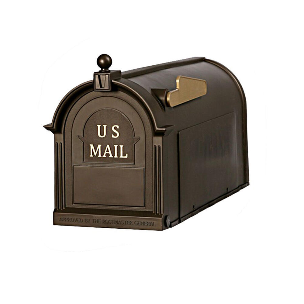 Postal Pro Large Metal Antique Bronze Post Mount Mailbox