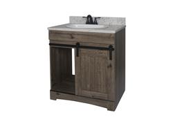 Dakota™ Sliding Barndoor 30"W x 21-5/8"D Cottage Bathroom Vanity ...