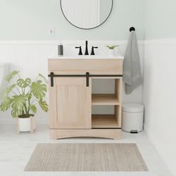 Dakota™ Sliding Barndoor 30"W x 21-5/8"D Coastal Oak Bathroom Vanity ...