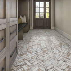 Mohawk® Clean Protect™ Relaxed Rustic Whitewash 9 x 12 Ceramic Herringbone Mosaic Tile