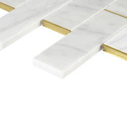 Mohawk® Deco Accents Alluring White 11 x 14 Marble and Brass Brick