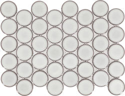 Mohawk® Ember Creek Vintage White 10 x 14 Ceramic Coin Mosaic Tile at