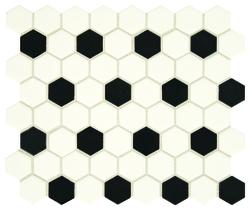 Mohawk® Vivant White and Black Hexagon 11-1/2 x 14 Ceramic Mosaic Tile