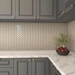 Mohawk® Vivant™ Semi-Gloss Urban Putty 9 x 12 Ceramic Herringbone ...