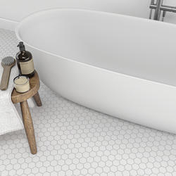 Mohawk® Vivant Matte White Gray Dot 12 x 12 Octagon Ceramic Mosaic Tile