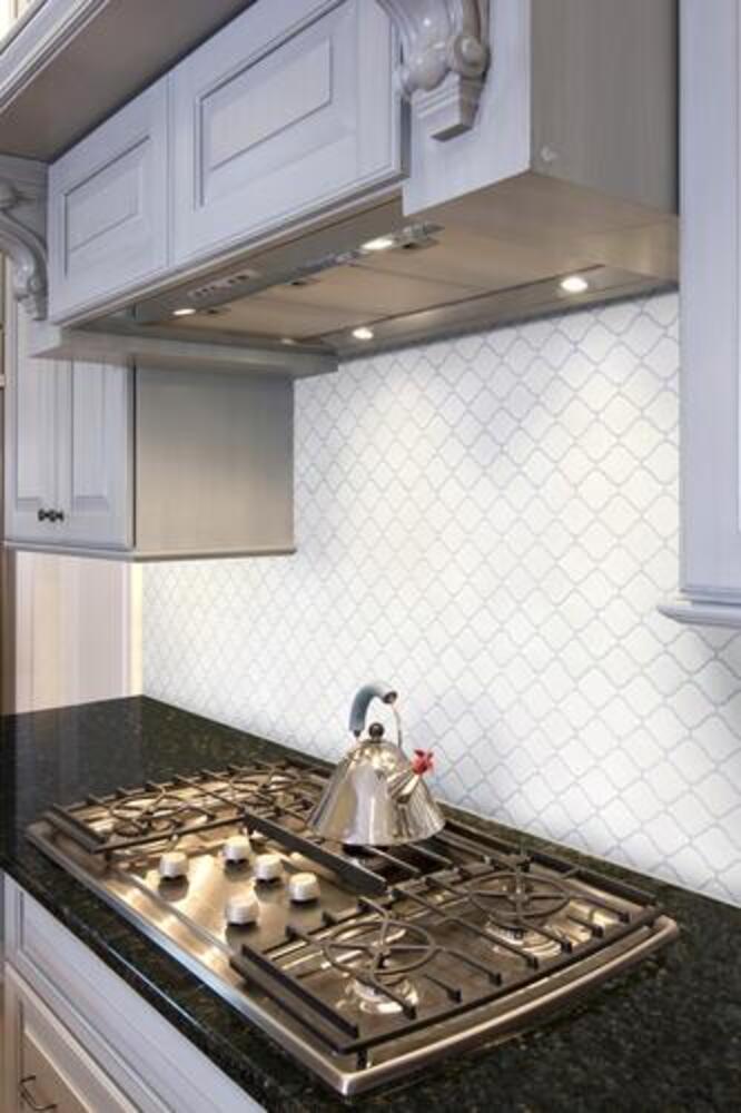Mohawk® Glasen Stone White 12 x 10 Arabesque Porcelain Mosaic Tile Mohawk® Glasen Stone White 12 x 10 Arabesque Porcelain Mosaic Tile