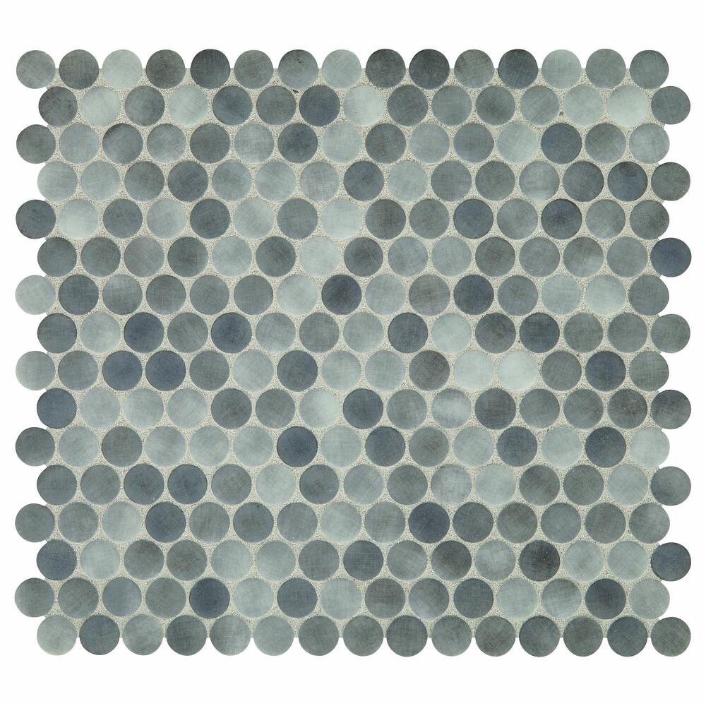 Mohawk® Brightmore Winter Stark 12 x 13 Glass and Stone Penny Round Mosaic Tile