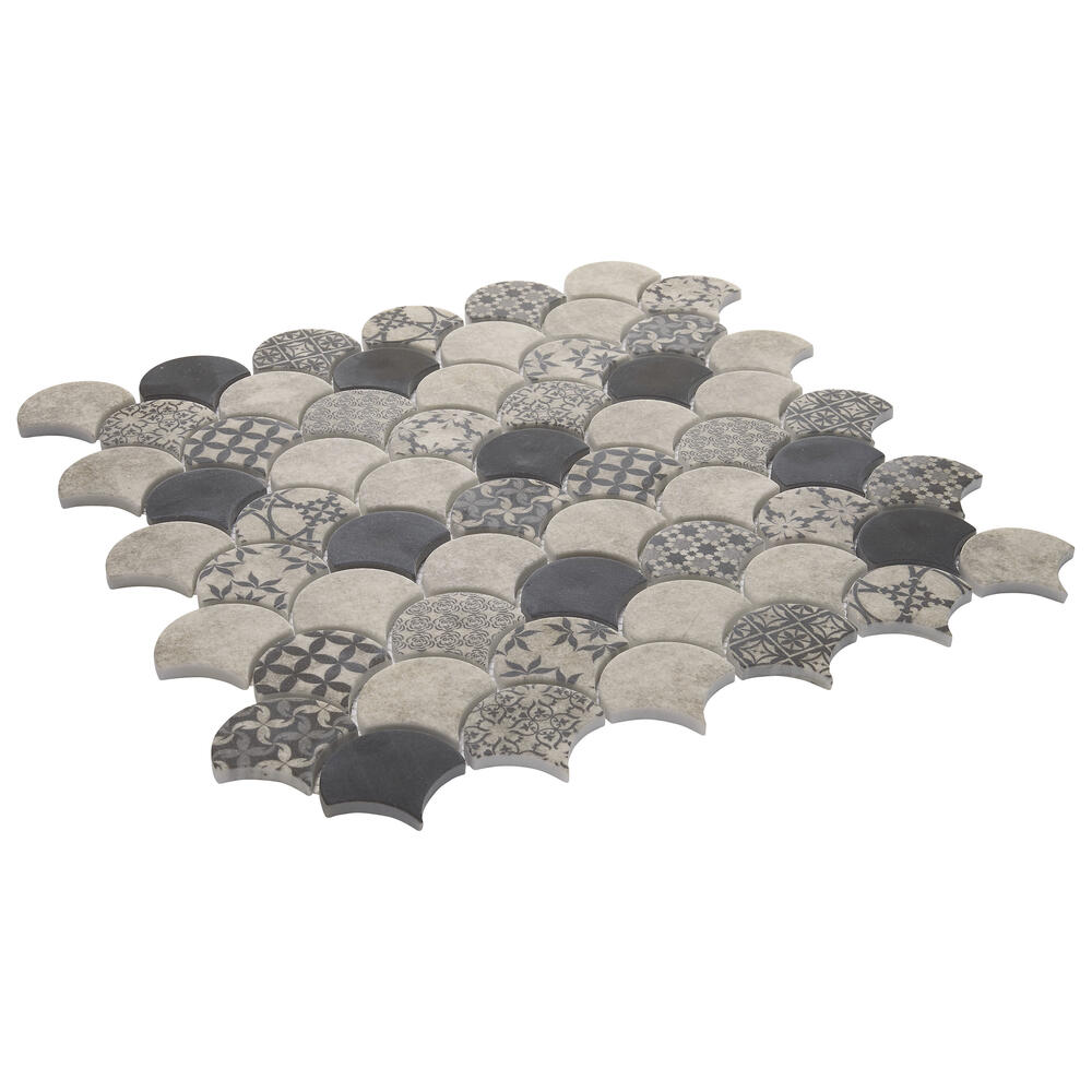 Mohawk® Brightmore Scallop Deco 12 x 13 Glass Mosaic Tile
