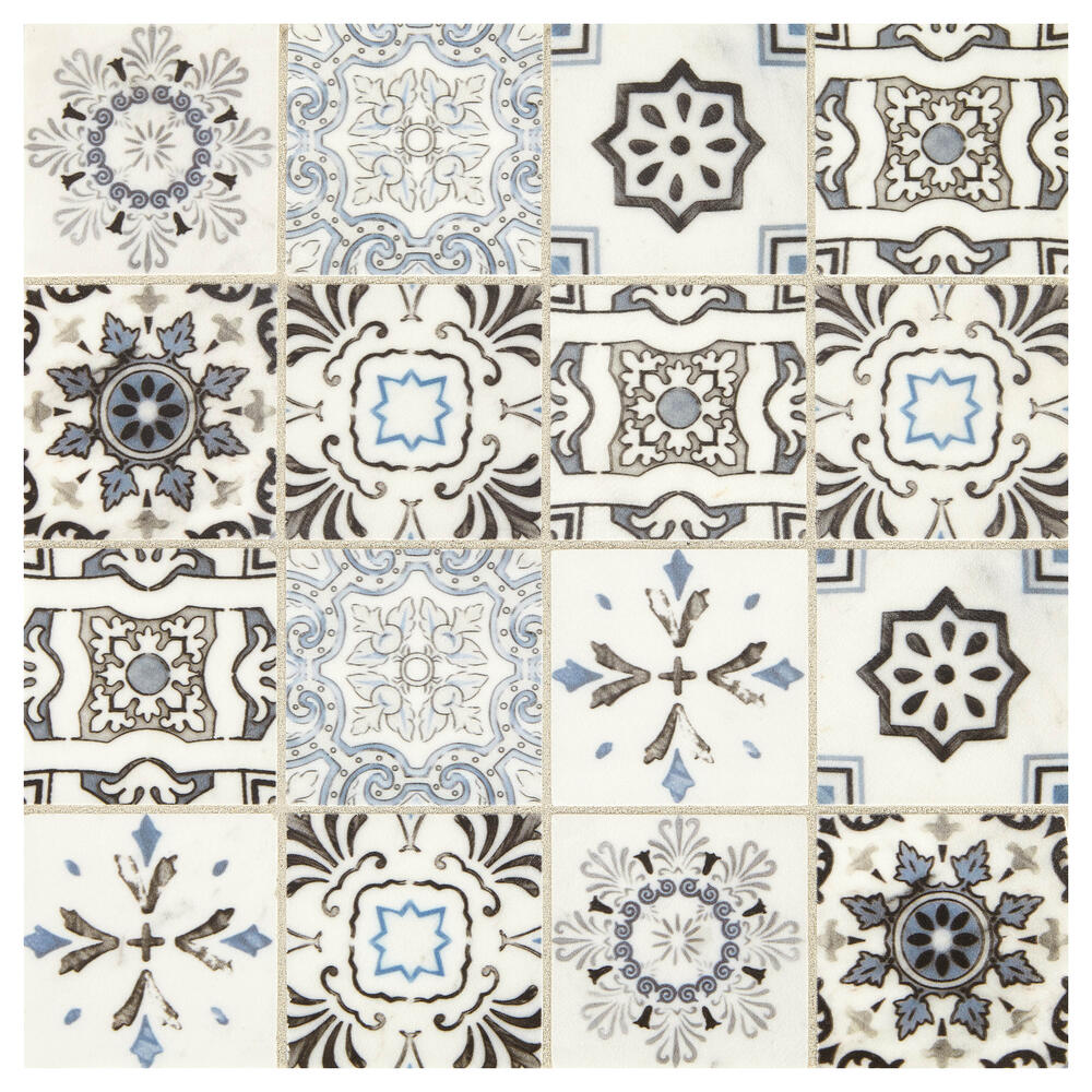 Mohawk® Brightmore Eclipse Gray Leaf 13 x 13 Natural Stone Mosaic Tile