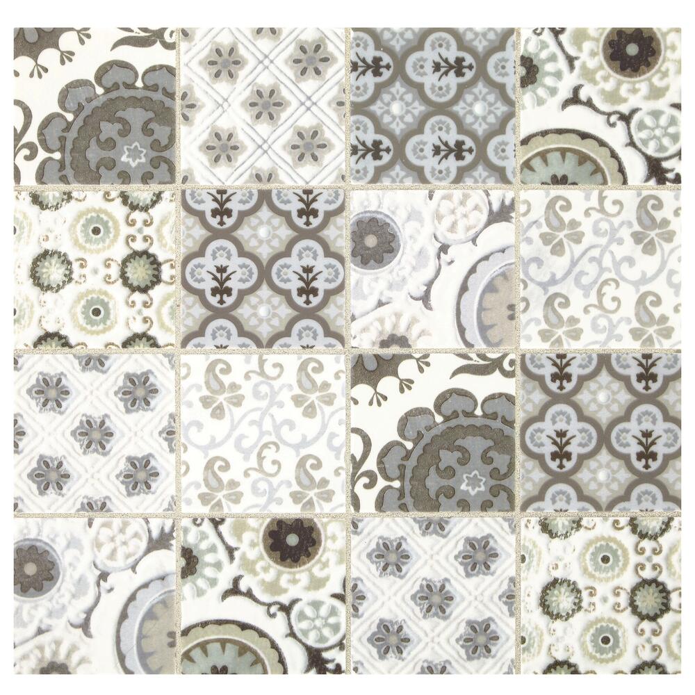 Mohawk® Brightmore Eclipse Gray Leaf 13 x 13 Natural Stone Mosaic Tile