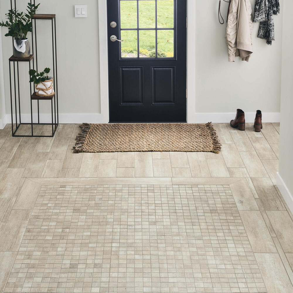 Mohawk® CleanProtect™ Meridian Falls Pearl Wood 12 x 12 Porcelain Mosaic Tile