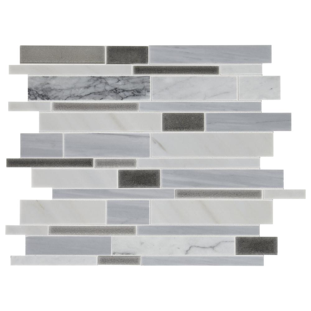 Mohawk® Vivant White and Black Hexagon 11-1/2 x 14 Ceramic Mosaic Tile