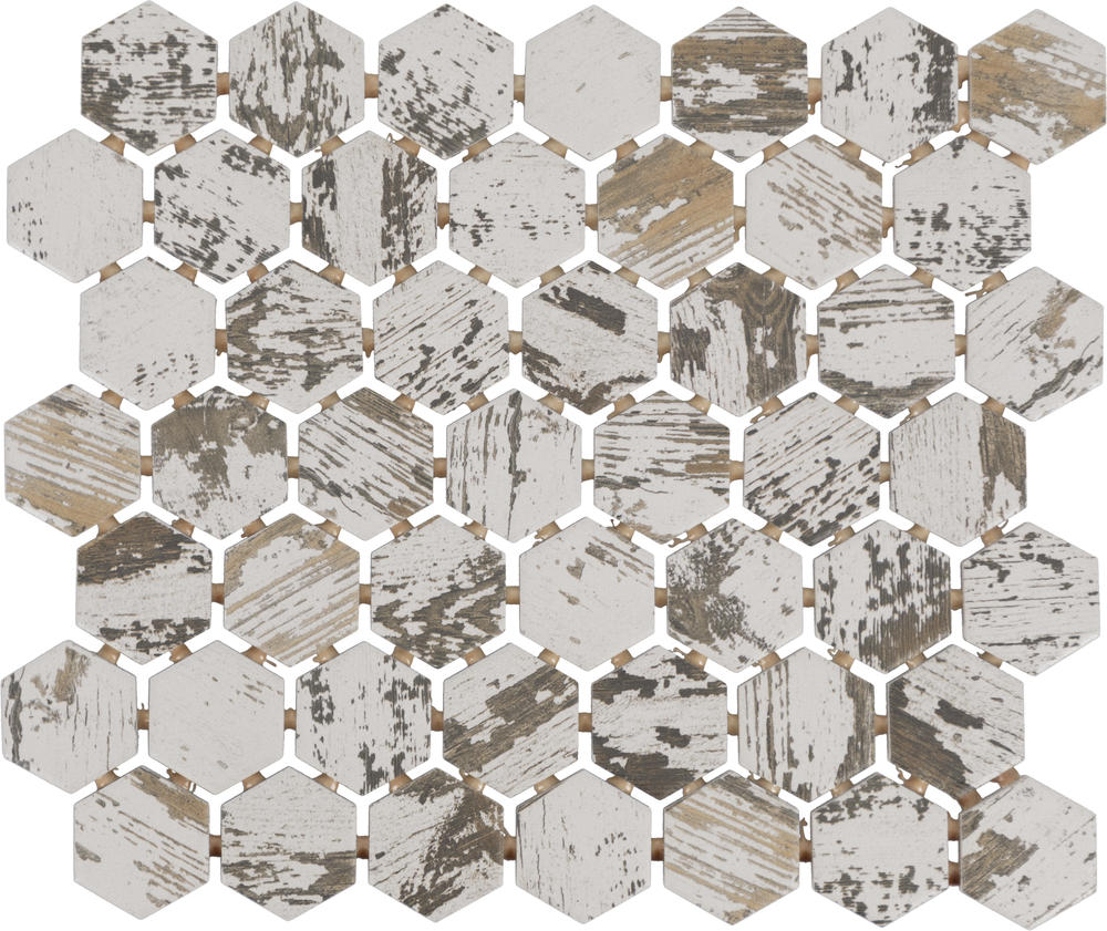 Mohawk® Clean Protect™ Relaxed Rustic Whitewash 12 x 11 Ceramic Hexagon Mosaic Tile